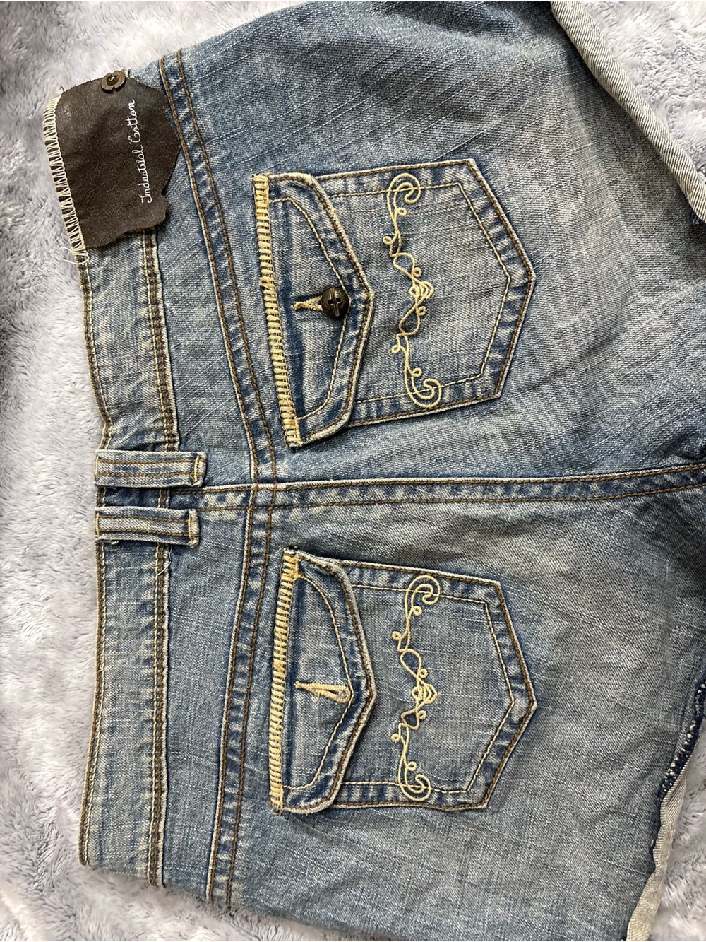 Embellished Light Blue Denim Shorts